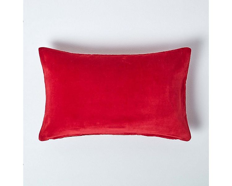 Homescapes Kissenhülle Samt-Kissenbezug in Rot, 30 x 50 cm günstig online kaufen