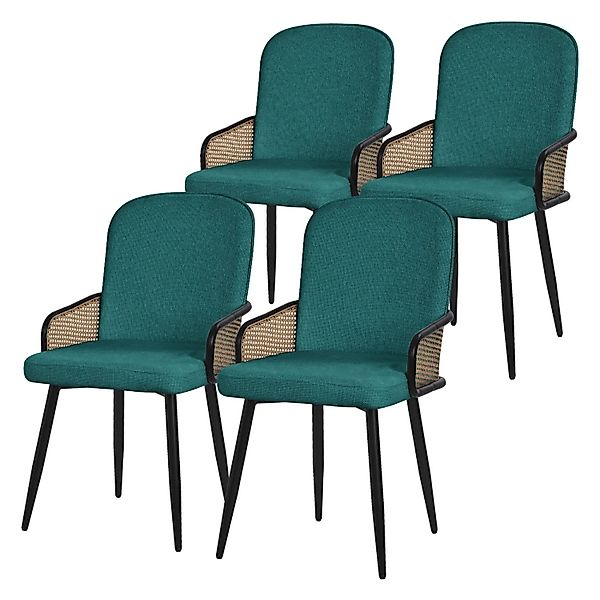ML-Design Esszimmerstühle 4Er Set Petrol mit Stoffbezug Rattan-Optik günstig online kaufen