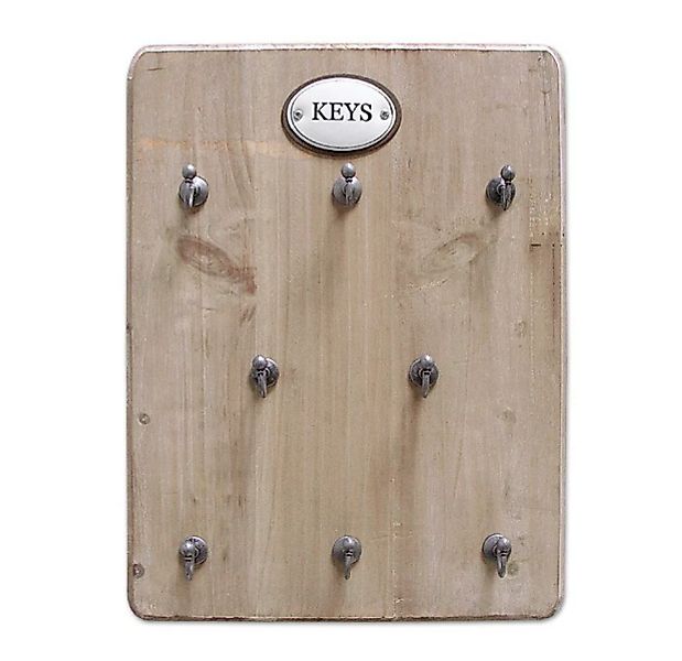 Schlüsselbrett Keys 8 Haken Schlüsselkasten Holz Landhausstil Braun 25x33cm günstig online kaufen