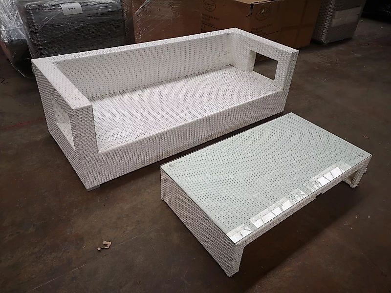 #G 1244: 3er Sofa Honolulu mit Tisch Casablanca-weiß günstig online kaufen