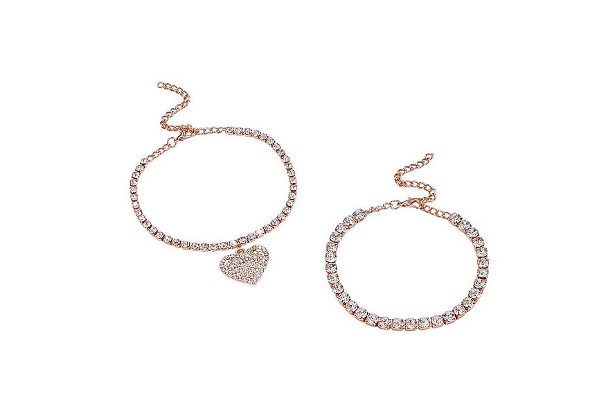 KARMA Fußketten Set Fußkettchen Herz Schmuckset Silber, Roségold oder Gold günstig online kaufen