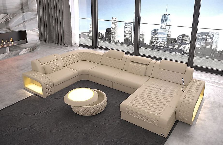 Sofa Dreams Wohnlandschaft Ledercouch Sofa Leder Berlin U Form Ledersofa, C günstig online kaufen