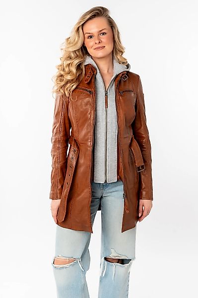 Mauritius Lederjacke, mit Kapuze, (mit Gürtel) lange Lederjacke mit Gürtel günstig online kaufen