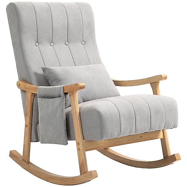 HOMCOM Schaukelstuhl mit Leinenoptik Polyester Grau 65L x 90B x 98H cm günstig online kaufen