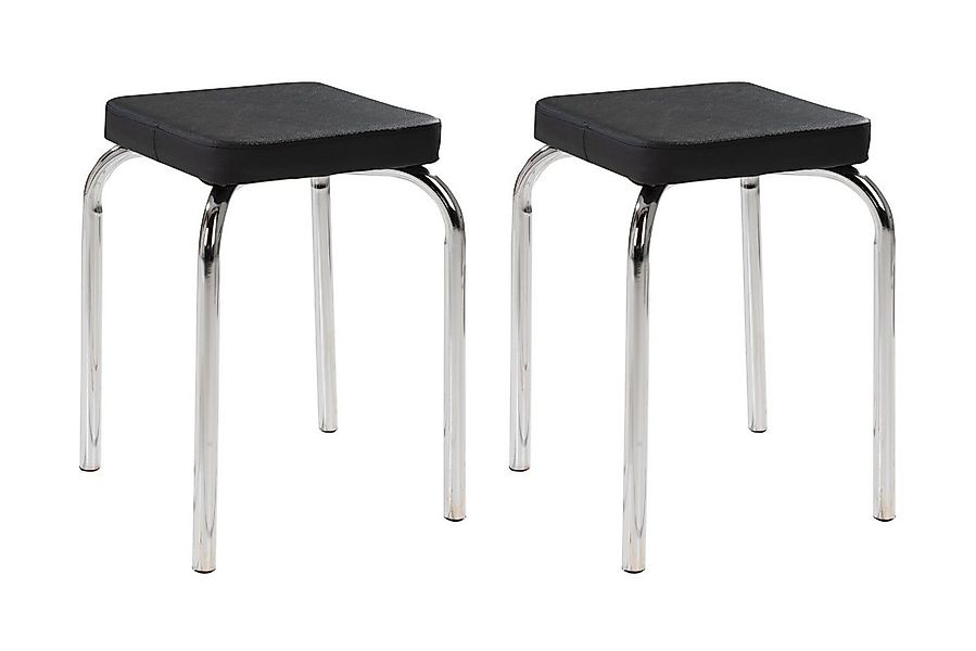HAKU Sitzhocker Stapelhocker, 2er Set, Schwarz, Kunstleder, stapelbar günstig online kaufen