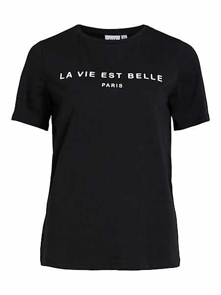 VILA Print Baumwoll T-shirt Damen Schwarz günstig online kaufen