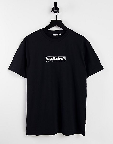 Napapijri – T-Shirt mit Box-Logo in Schwarz günstig online kaufen