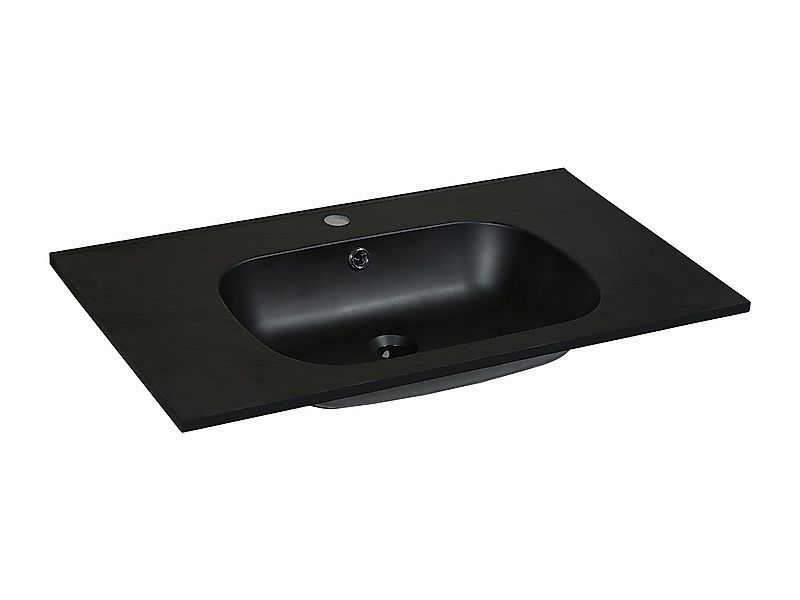 Einbauwaschbecken aus Kunstharz in Stein-Optik - L80 x B46 cm - Schwarz - O günstig online kaufen