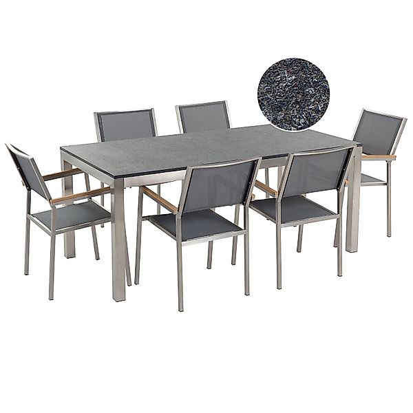 Beliani Gartentisch Set GROSSETO Graphitgrau Grau 90x180x87 günstig online kaufen