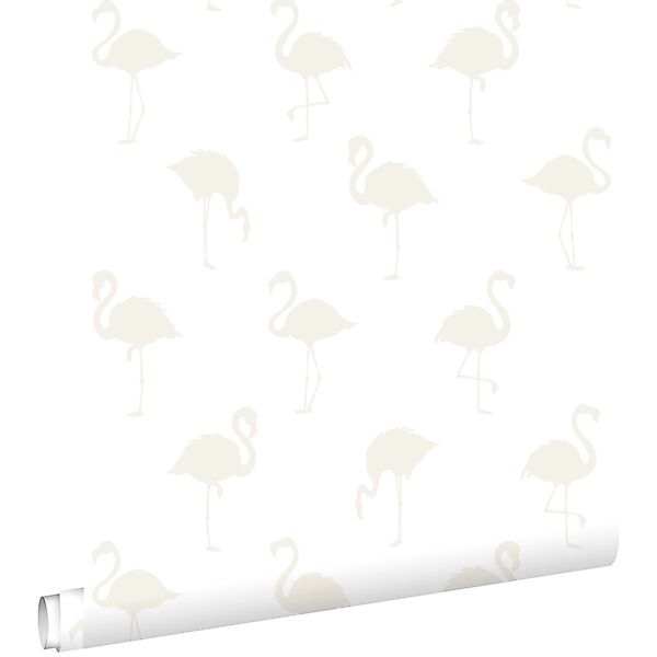 ESTAhome Tapete Flamingos Silber und Weiß 53 cm x 10.05 m günstig online kaufen