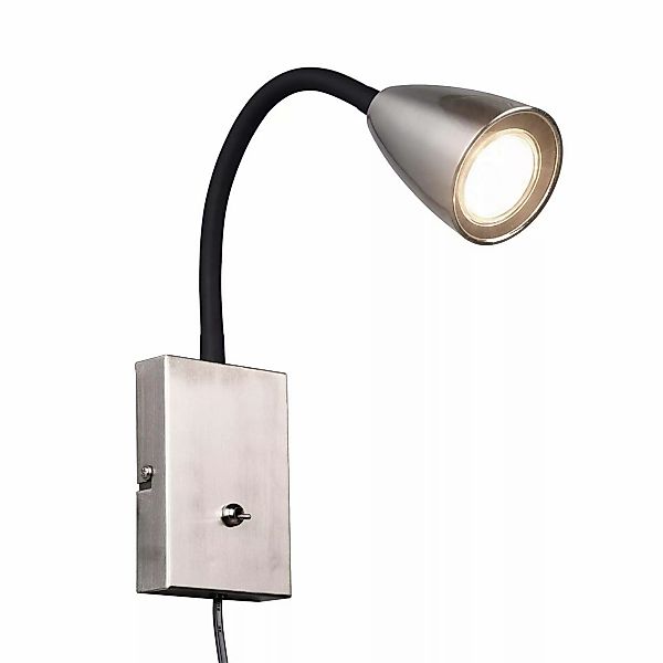 Wandleuchte Wanda mit Stecker, nickel matt günstig online kaufen