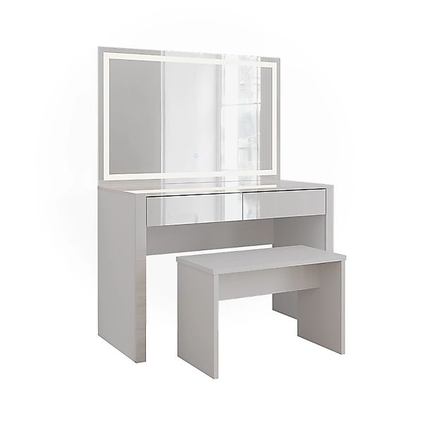 Vicco Schminktisch Annabelle Weiß Hochglanz/Weiß 110 cm mit LED-Spiegel und günstig online kaufen