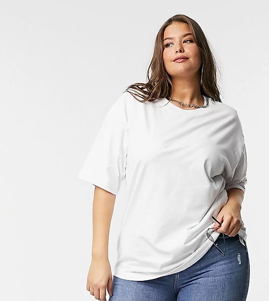 ASOS DESIGN Curve – Ultimate – Oversized-T-Shirt in Weiß günstig online kaufen