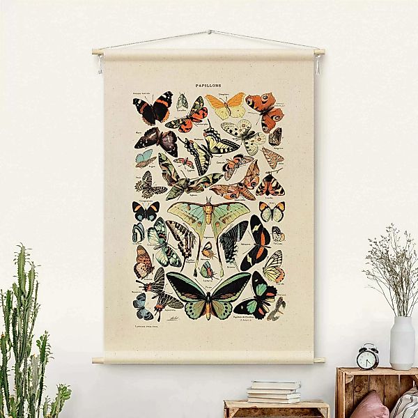 Wandteppich Vintage Lehrtafel Schmetterlinge und Falter günstig online kaufen