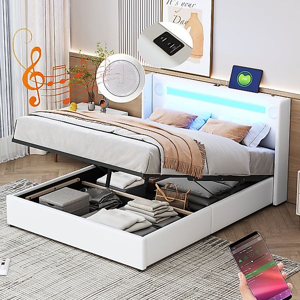 HAUSS SPOLE Polsterbett 140x200cm mit LED-Lichtleiste, günstig online kaufen