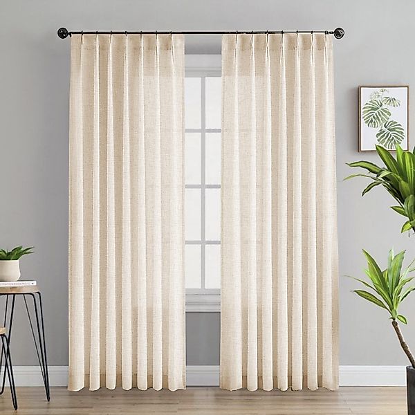 Jibenhome Gardine Leinenoptik Voile Vorhänge Modern Fensterschal für Wohnzi günstig online kaufen
