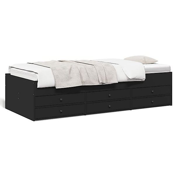 vidaXL Bett, Tagesbett mit Schubladen Schwarz 100x200 cm Holzwerkstoff günstig online kaufen