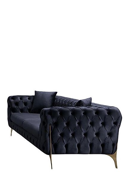 Xlmoebel Sofa Exklusive Luxus-Wohnzimmercouch aus schwarzem Chesterfield Le günstig online kaufen