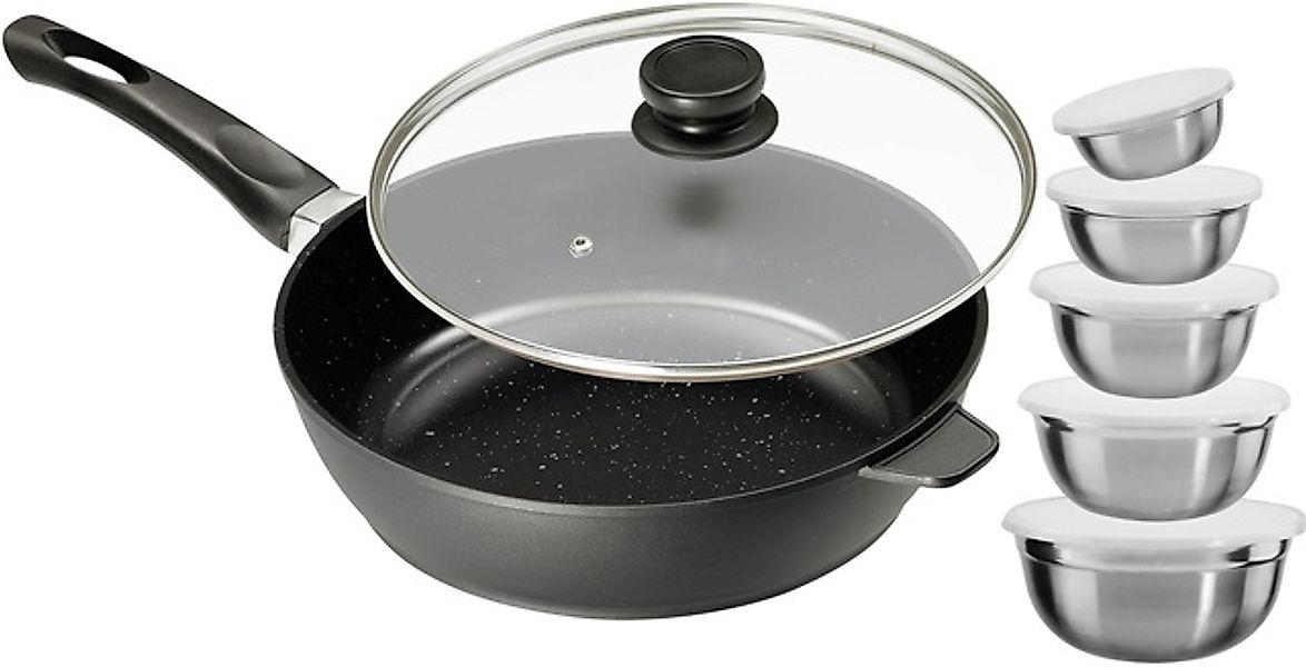 KING Bratpfanne Aluminiumguss Set, 1 Pfanne mit Glasdeckel, 5 Schüsseln ink günstig online kaufen
