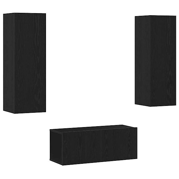 vidaXL TV-Schrank-Set 3-Tlg Schwarz Eichen-Optik Mittel MDF 3393292 günstig online kaufen