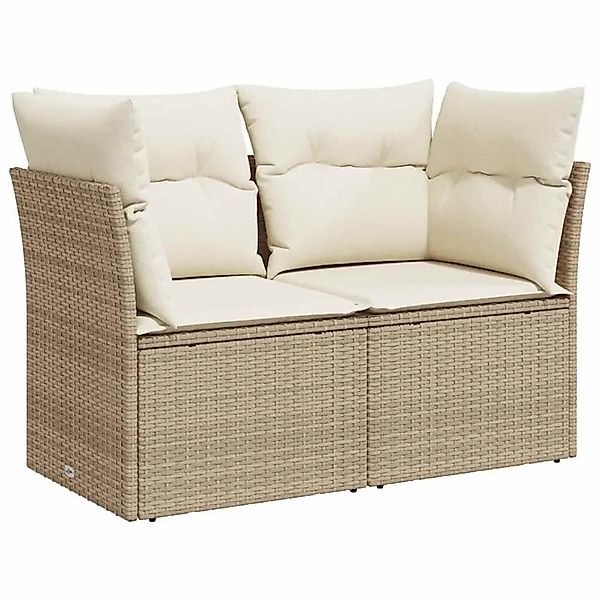 vidaXL Gartensofa mit Kissen 2-Sitzer Beige Poly Rattan 366052 günstig online kaufen