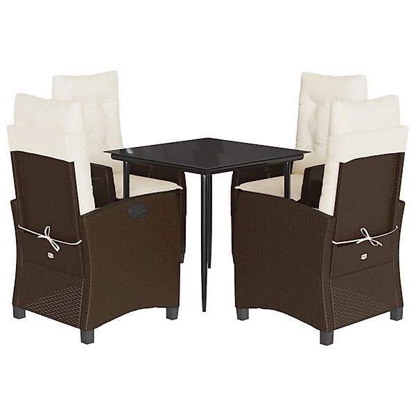 vidaXL 5-Tlg Garten-Essgruppe mit Kissen Braun Poly Rattan 3212763 günstig online kaufen