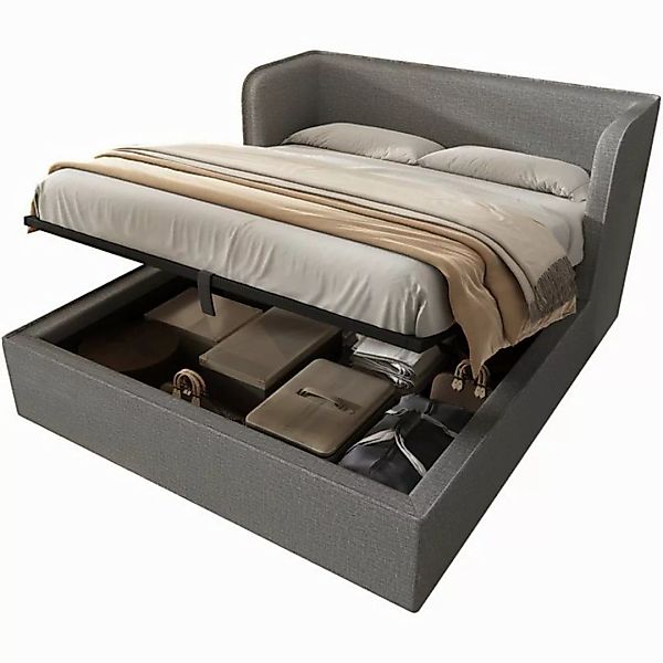 HAUSS SPOLE Polsterbett 180×200 Doppelbett mit Breite Seitenlehn, Leinen, G günstig online kaufen