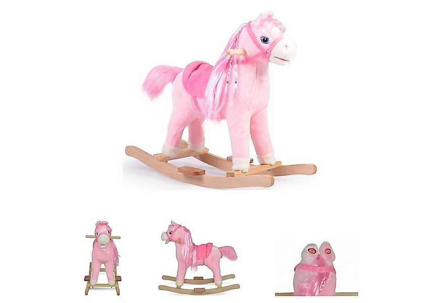 Moni Schaukeltier Schaukelpferd Plüsch Rose WJ-001, pink Kufen, Sound, Satt günstig online kaufen