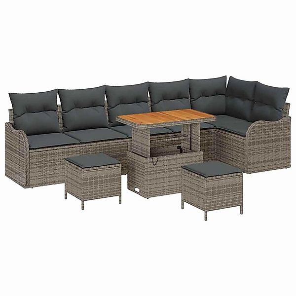 vidaXL Garten-Sofa-Set Höhenverstellbar 9-Tlg Grau Poly Rattan 3362288 günstig online kaufen