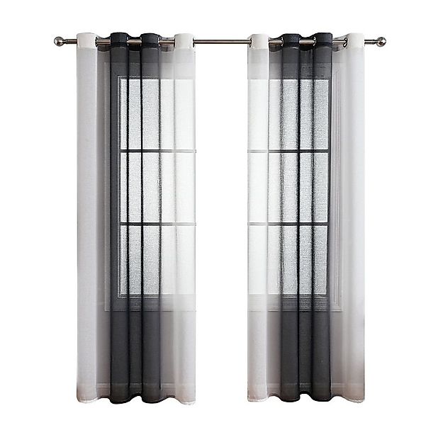 NUODWELL Gardine 2er Set Voile Vorhänge, Gardinen Gestreift Lichtdurchlässi günstig online kaufen