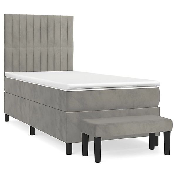 vidaXL Boxspringbett mit Matratze Hellgrau 100x200 cm Samt1469463 günstig online kaufen