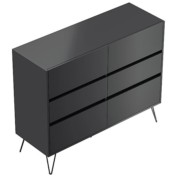 Posseik Sideboard Industrial M 6 Schubladen 120 cm Grafit günstig online kaufen