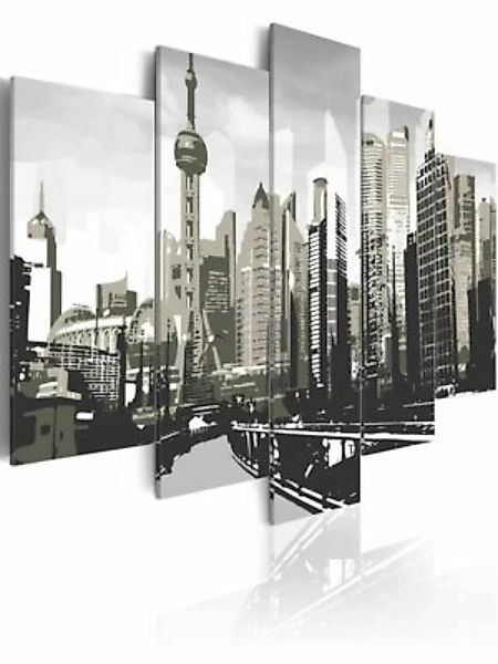artgeist Wandbild Shanghai - die größte Stadt Chinas schwarz/weiß Gr. 200 x günstig online kaufen