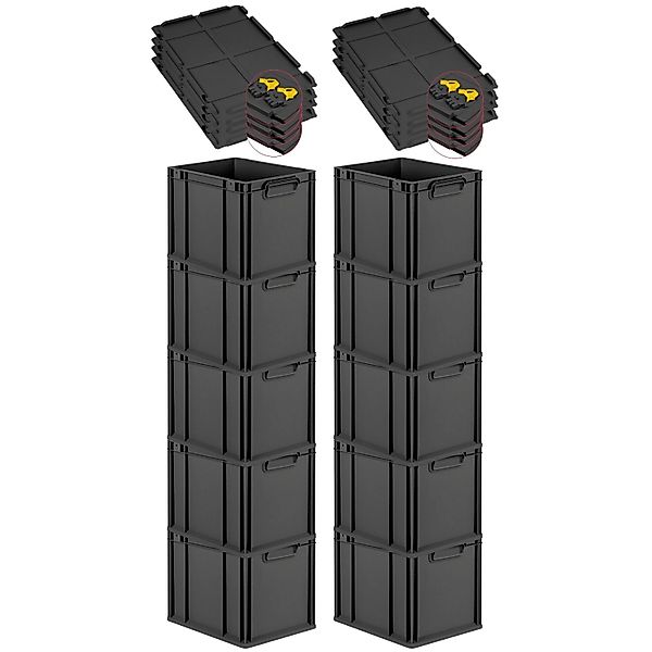 PROREGAL SuperSparSet 10x Eurobox Nextgen Grip Mit Scharnierdeckel Und Gelb günstig online kaufen