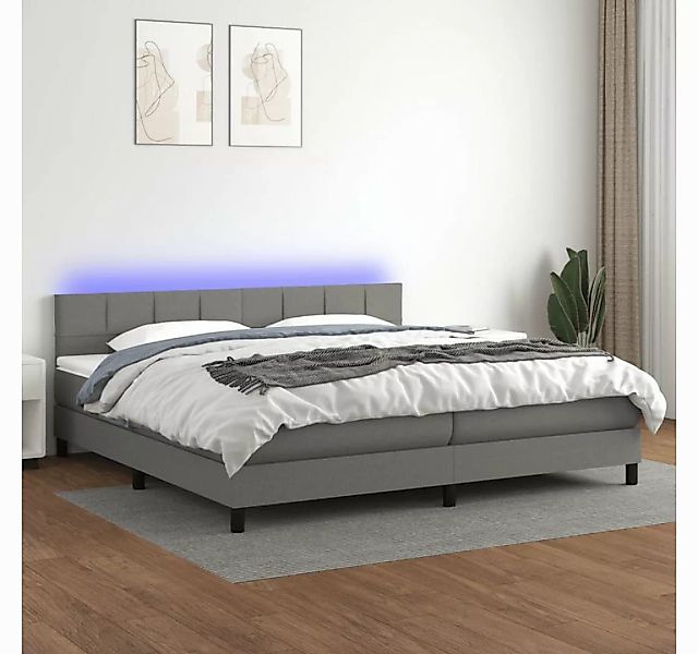 vidaXL Boxspringbett Boxspringbett mit Matratze LED Dunkelgrau 200x200 cm S günstig online kaufen