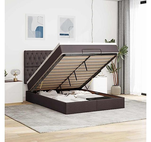 vidaXL Bett, Ottoman-Bett mit Matratzen & LEDs Hellgrau 200x200 cm Stoff günstig online kaufen