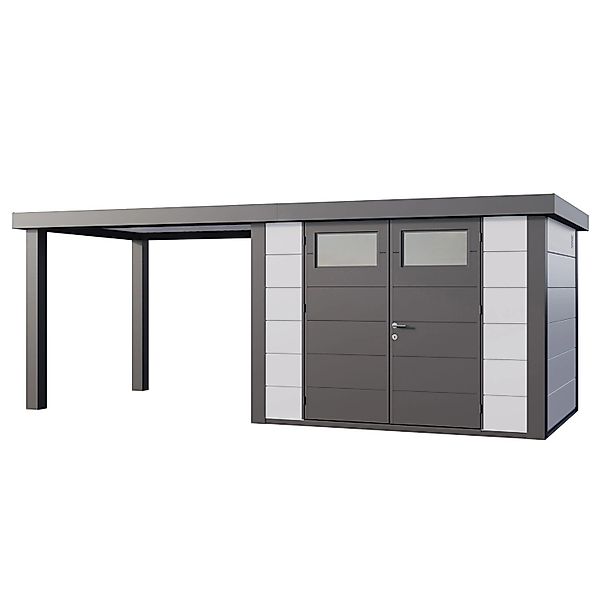 Gerätehaus Classico 3024 mit Offene Lounge L Links 582 cm x 238 cm Weiß günstig online kaufen