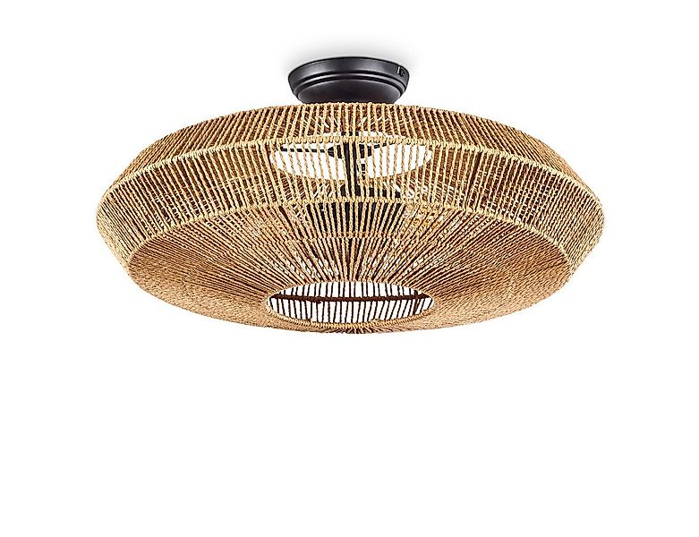 hofstein Deckenleuchte »Alvi« moderne Deckenlampe aus Metall/Rattan in Schw günstig online kaufen