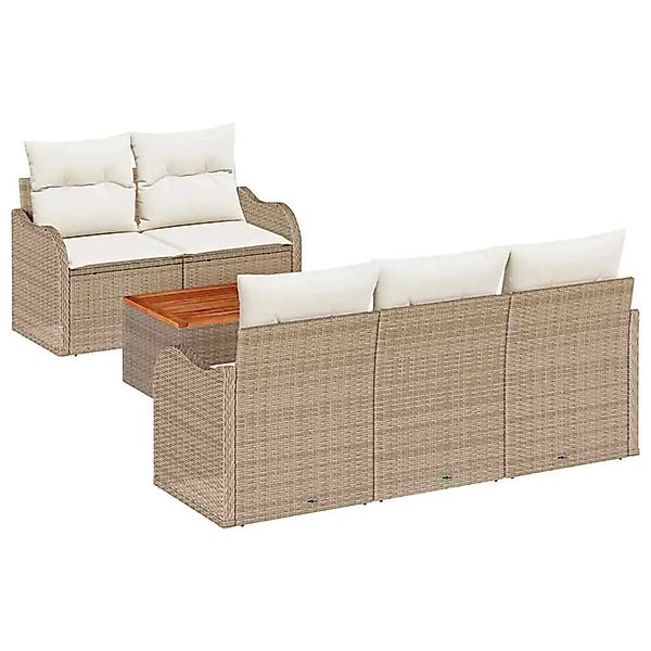 vidaXL Gartensofa-Set mit Speicher 6 Stk Beige und Creme Poly-Rattan 335606 günstig online kaufen