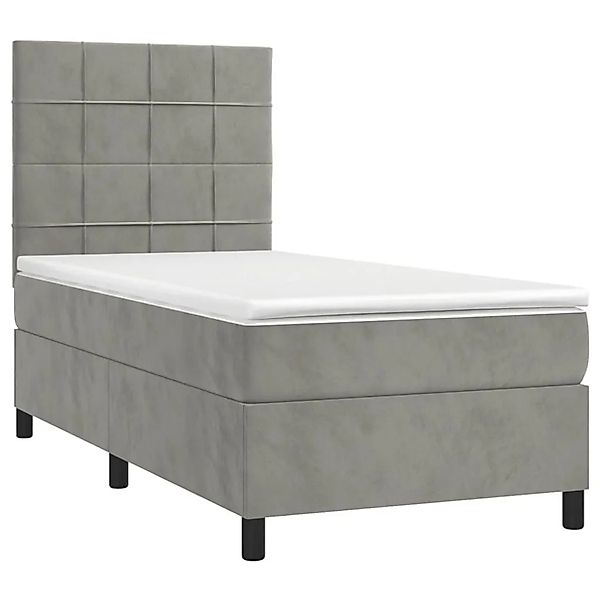 vidaXL Boxspringbett mit Matratze & LED Hellgrau 90x200 cm Samt 3136101 günstig online kaufen
