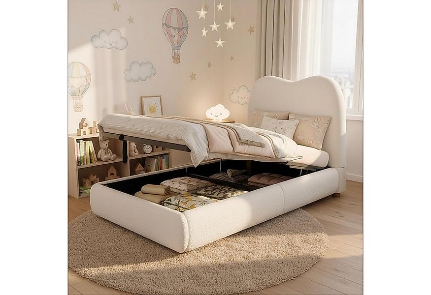 Flieks Polsterbett, Hydraulisches Stauraumbett Kinderbett 90x200cm mit Pols günstig online kaufen