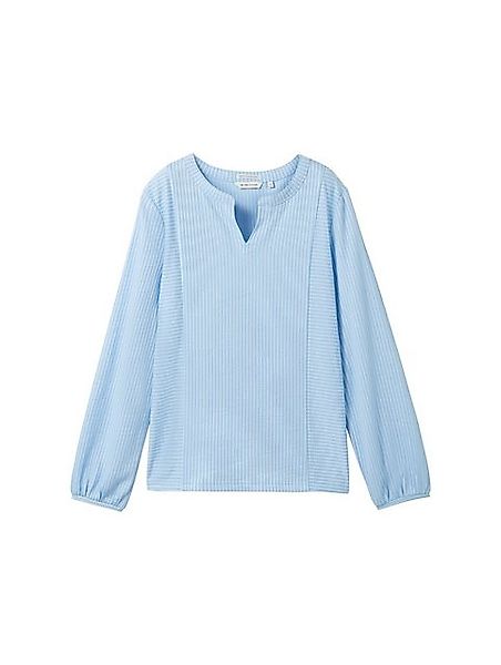 TOM TAILOR Blusenshirt Langärmlige Bluse mit V-Ausschnitt und feinen Streif günstig online kaufen