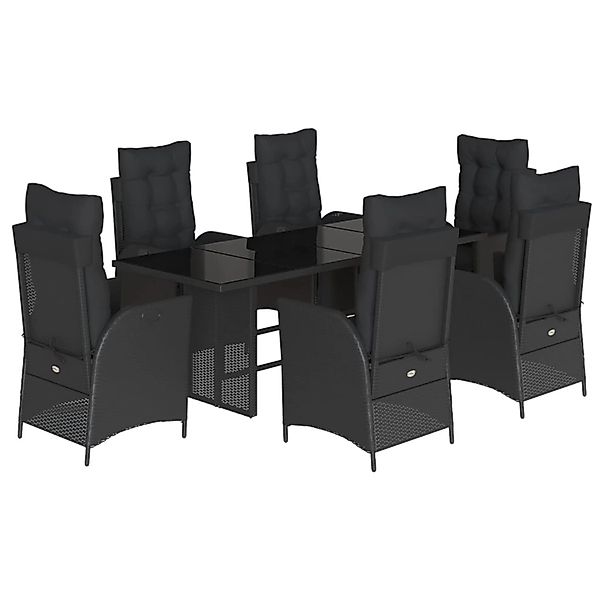 vidaXL 7-Tlg Garten-Essgruppe mit Kissen Schwarz Poly Rattan 3213352 günstig online kaufen