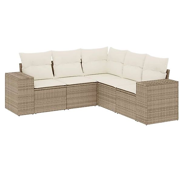 vidaXL 5-Tlg Garten-Sofagarnitur mit Kissen Beige Poly Rattan 3254885 günstig online kaufen