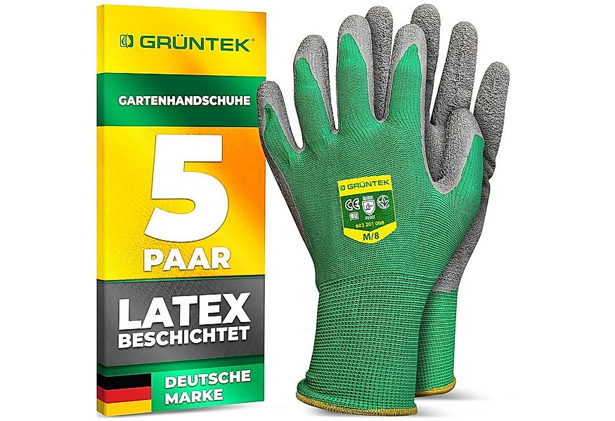 GRÜNTEK Gartenhandschuhe Schutzhandschuhe 5 Paar aus Polyesterfaser mit Lat günstig online kaufen