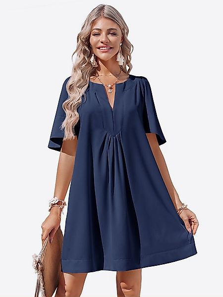 Imily Bela Minikleid Damen Lockeres Kleid mit V-Ausschnitt & Trompetenärmel günstig online kaufen