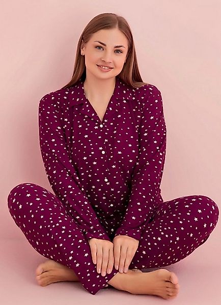 fashionshowcase Pyjama Damen Schlafanzug Set Baumwolle Herzchen, Karo & Ste günstig online kaufen