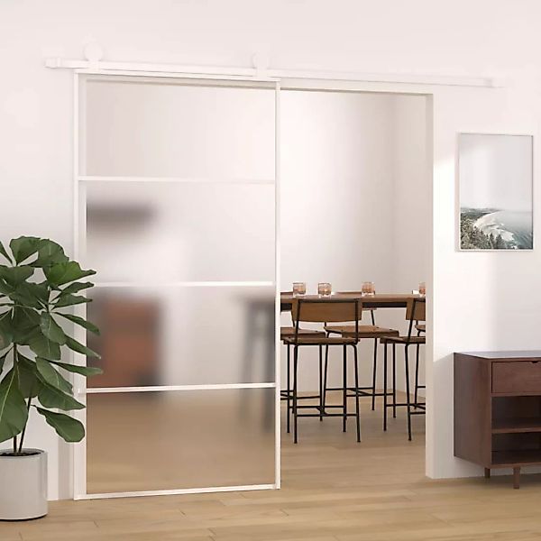 Vidaxl Schiebetür Esg Glas Und Aluminium Mattiert 102,5x205 Cm Weiß günstig online kaufen