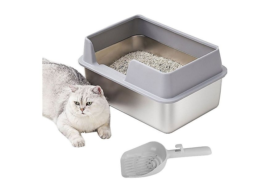 SURFOU Katzenecktoilette Katzenklo Edelstahl-Katzentoilette Spritzschutz, l günstig online kaufen
