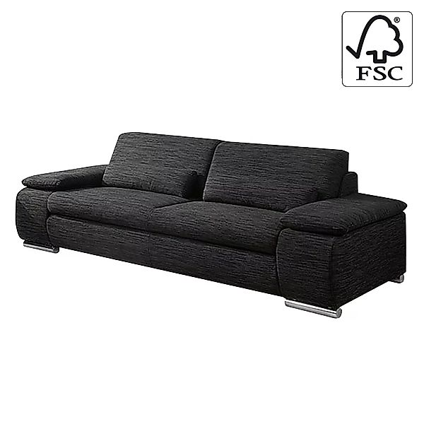 home24 loftscape Sofa Madison 3-Sitzer Schwarz Strukturstoff 230x78x97 cm ( günstig online kaufen